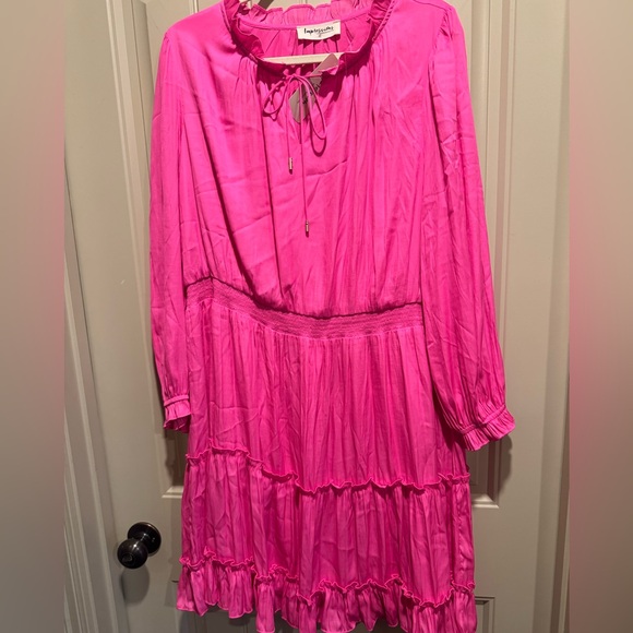 Impressions Dresses & Skirts - Impressions Hot Pink Tiered Ruffle Long-Sleeve Dress